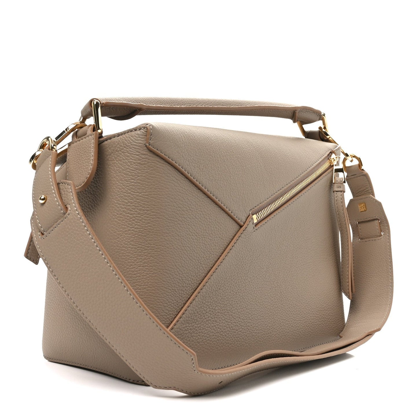 Calfskin Large Puzzle Edge Bag Sand