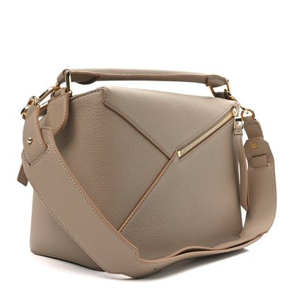 Calfskin Large Puzzle Edge Bag Sand