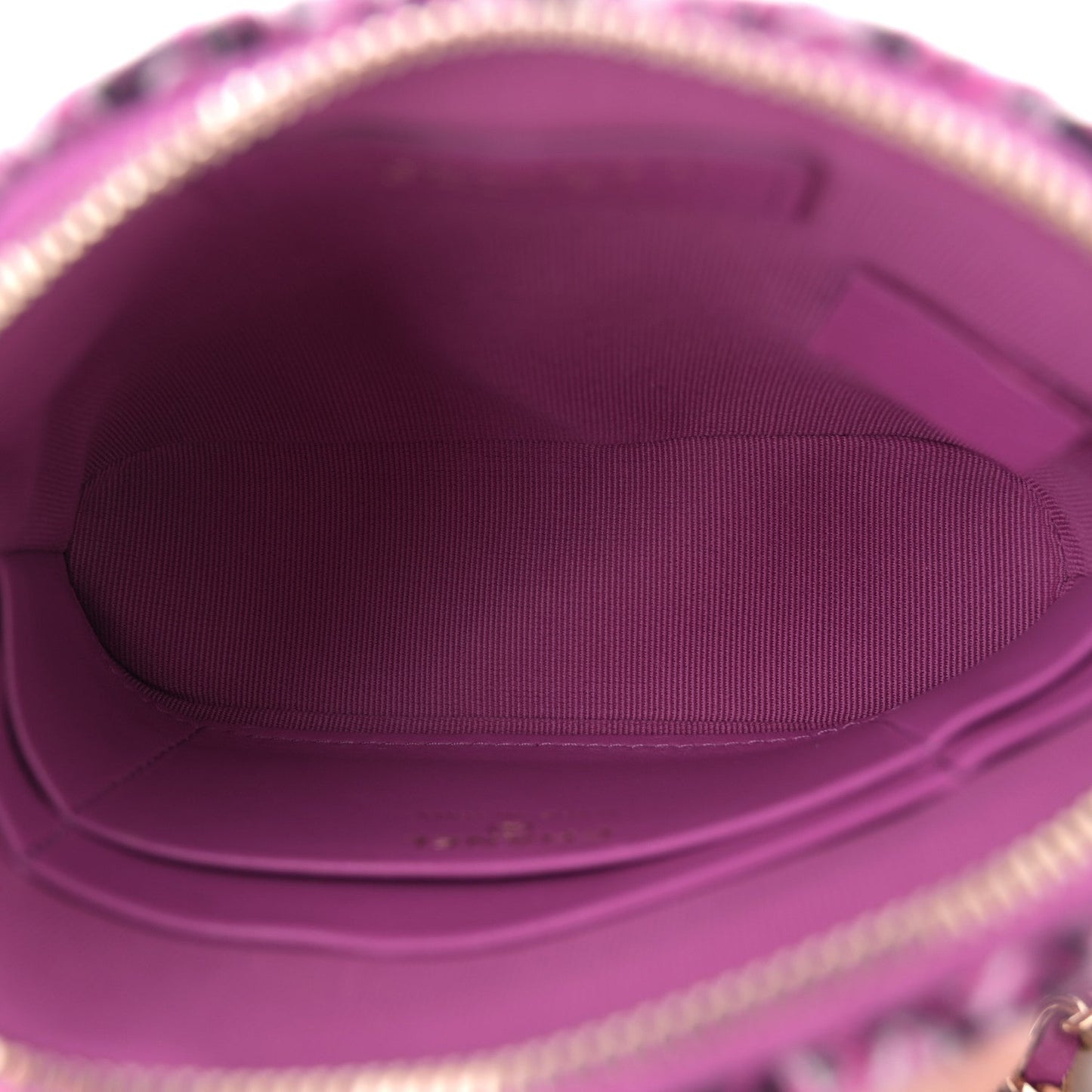 Tweed Quilted Mini Clutch With Chain Purple