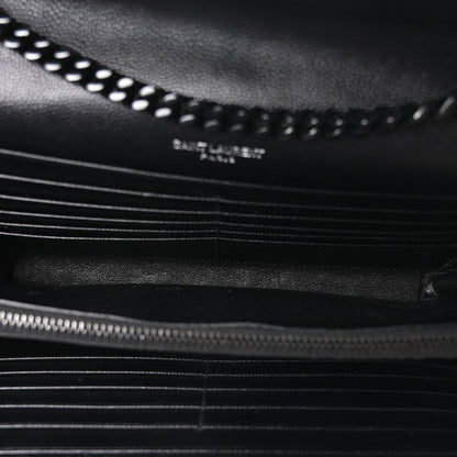 Grain De Poudre Matelasse Chevron Monogram Monochrome Chain Wallet Black