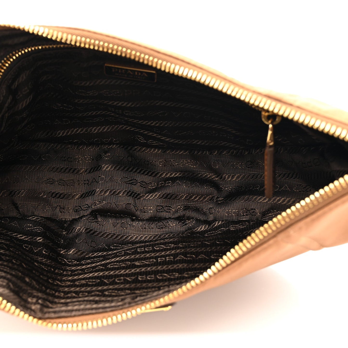 Re-Nylon Saffiano Demi-lune Shoulder Bag Brown
