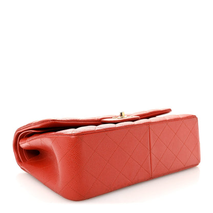 Pearly Caviar Quilted Jumbo Double Flap Orange