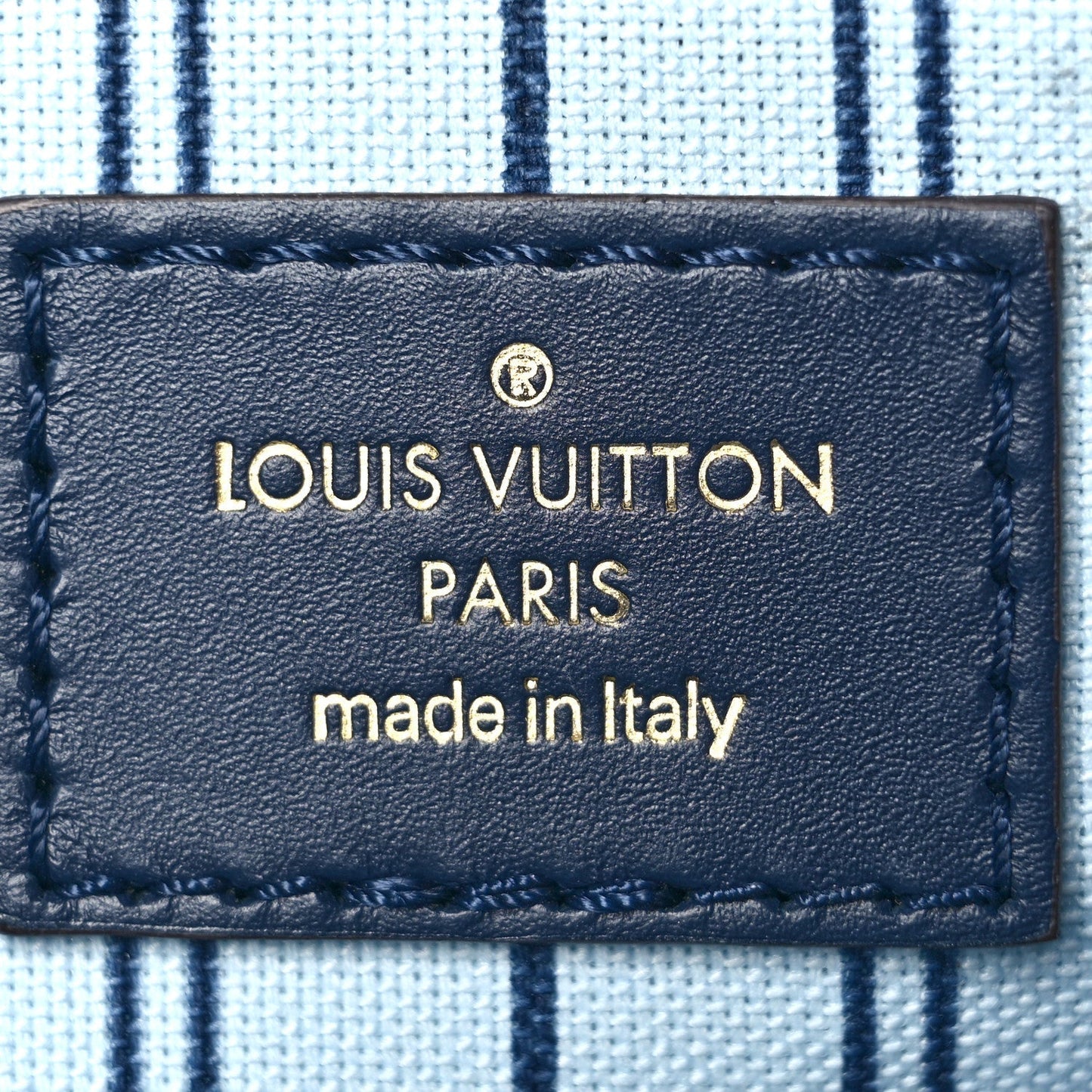 Raffia Calfskin Monogram Giant Onthego MM Blue