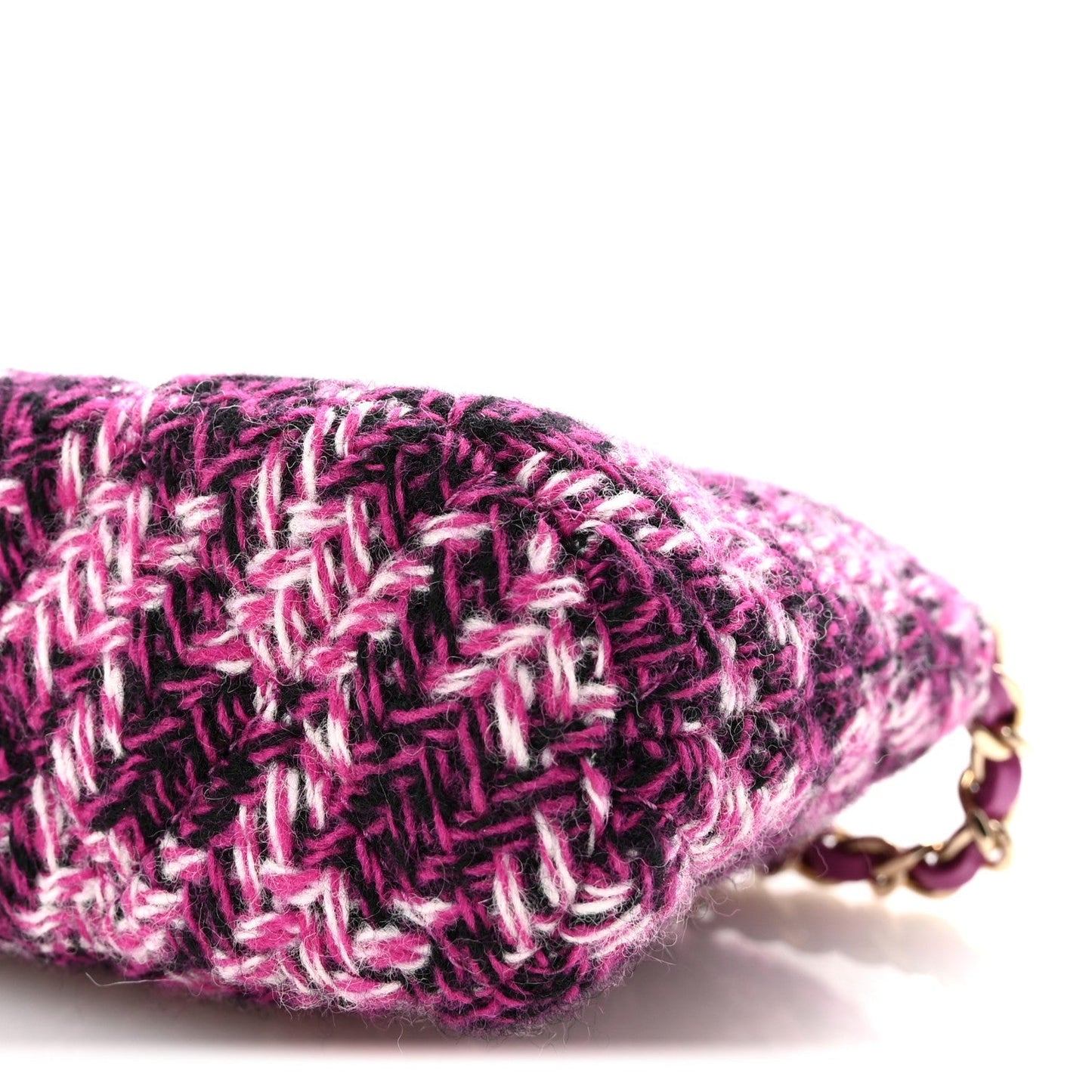 Tweed Quilted Mini Clutch With Chain Purple