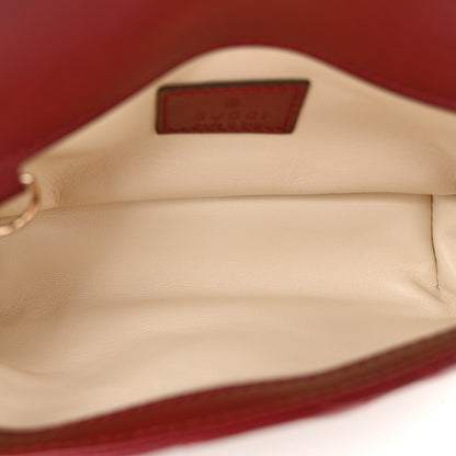 Calfskin Matelasse Super Mini GG Marmont Shoulder Bag Rosso Ancora