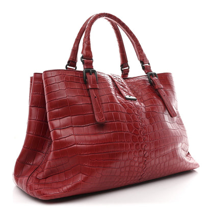Soft Crocodile Fume Medium Roma Tote Blood