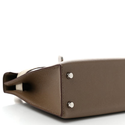 Madame Calfskin Matte Alligator Mini Kelly Sellier Touch 20 Etoupe Beton