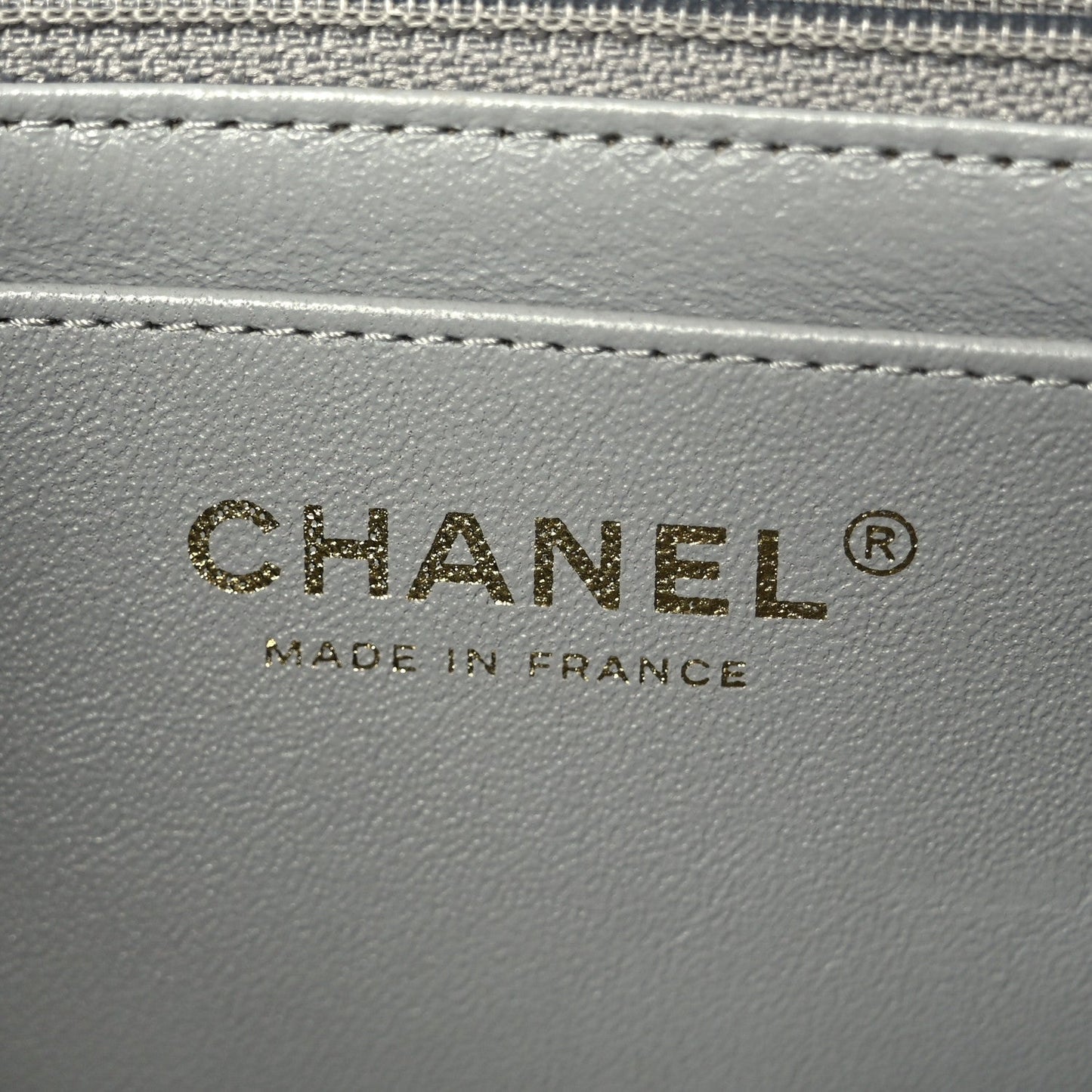 Lambskin Chevron Quilted Mini Rectangular Flap Grey