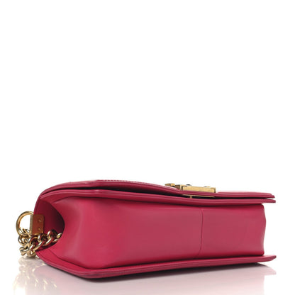 Lambskin Quilted Medium Boy Flap Fuchsia