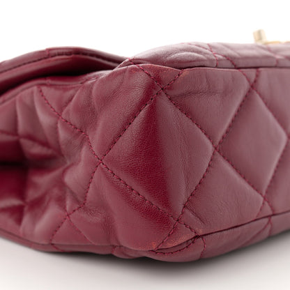 Lambskin Quilted Fancy Jewel Flap Burgundy
