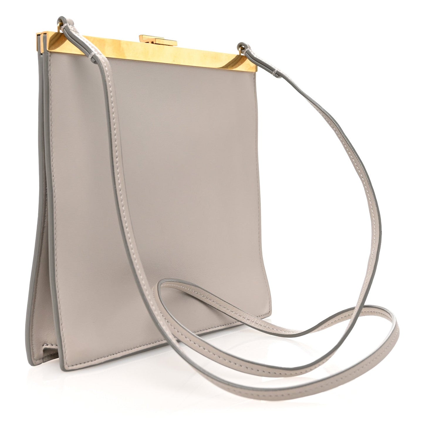 Smooth Calfskin Mini Clasp Bag Light Grey