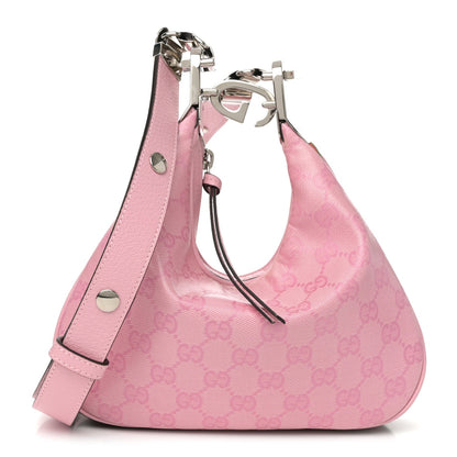 GG Crystal Coated Canvas Monogram Web Small Attache Shoulder Bag Pink