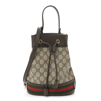 GG Supreme Monogram Web Small Ophidia Bucket Bag Brown