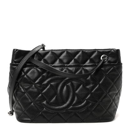 Caviar Quilted Timeless CC Soft Tote Black