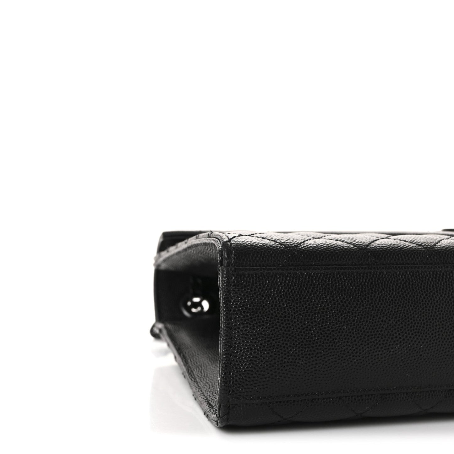 Grain De Poudre Textured Mixed Matelasse Large Triquilt Monogram Monochrome Satchel Black