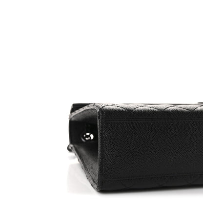 Grain De Poudre Textured Mixed Matelasse Large Triquilt Monogram Monochrome Satchel Black