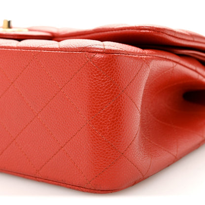 Pearly Caviar Quilted Jumbo Double Flap Orange