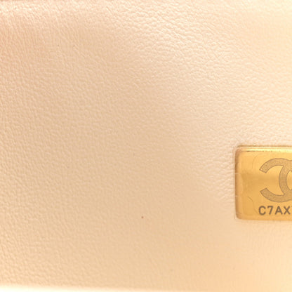 Caviar Quilted Medium Double Flap White