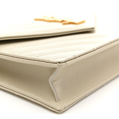 Grain De Poudre Matelasse Chevron Monogram Envelope Chain Wallet Crema Soft