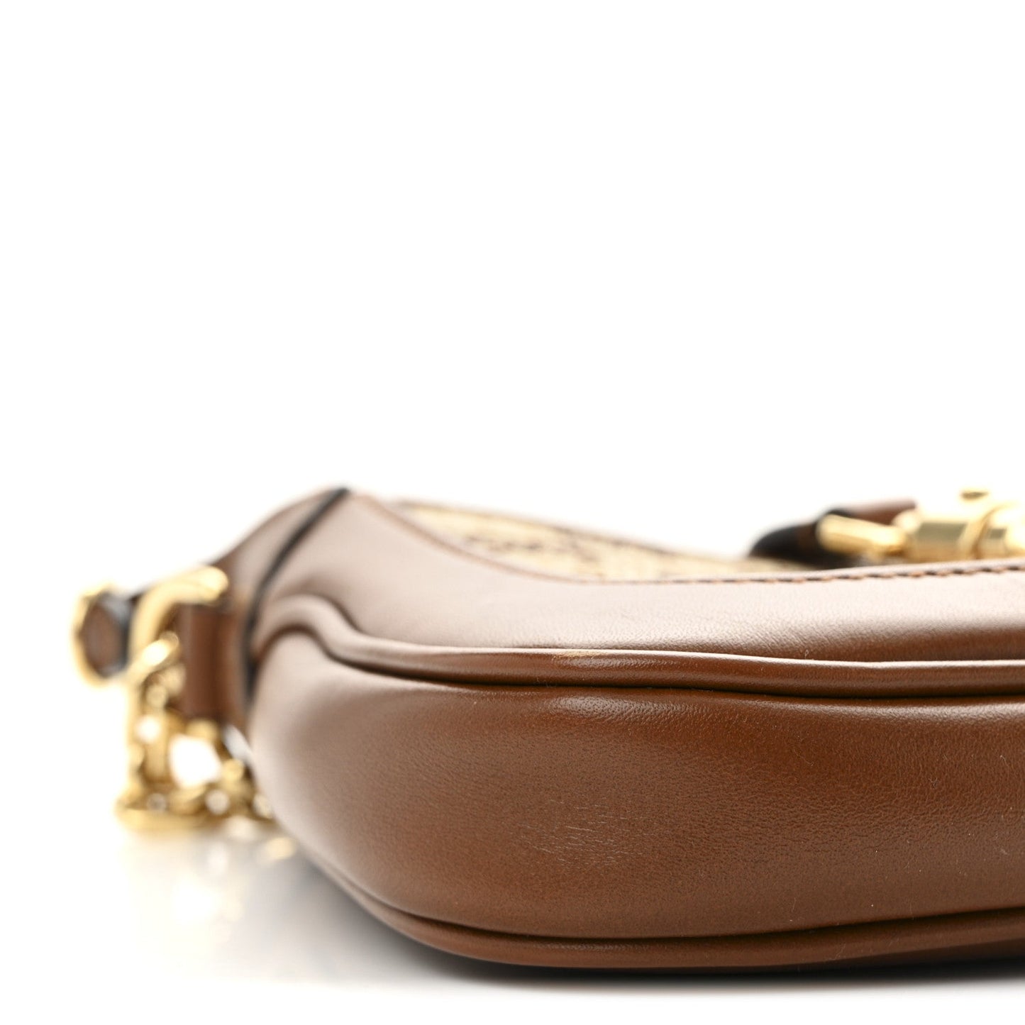 New Canvas Charisma Calfskin Crystal GG Monogram Mini Jackie 1961 Hobo Camel Ebony