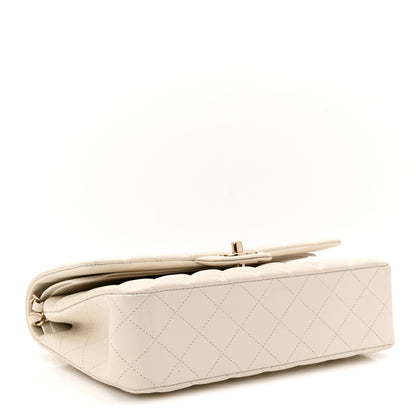 Caviar Quilted Medium Double Flap White