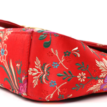 Jacquard Matelasse Floral Medium GG Marmont Shoulder Bag Red