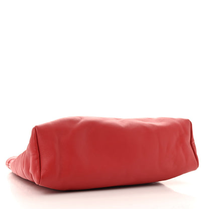 Shiny Crumpled Calfskin Quilted 31 Shopping Bag Red