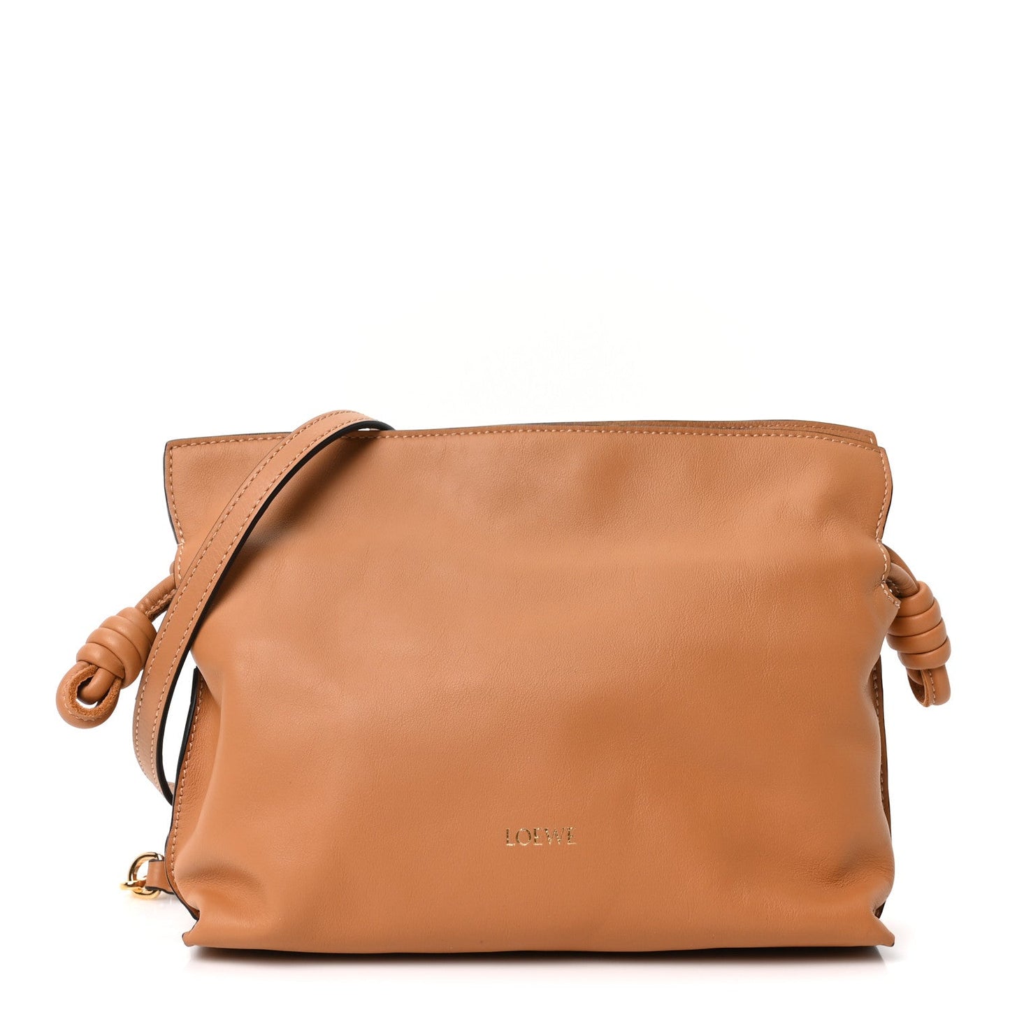 Nappa Calfskin Medium Flamenco Knot Clutch Warm Desert