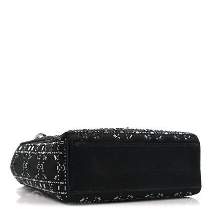 Satin Crystal Cannage Mini Lady Dior Black