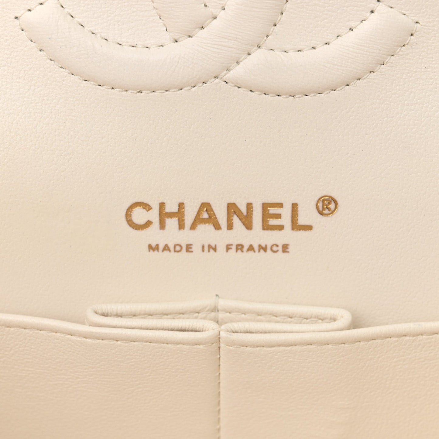 Caviar Quilted Medium Double Flap White