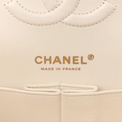 Caviar Quilted Medium Double Flap White