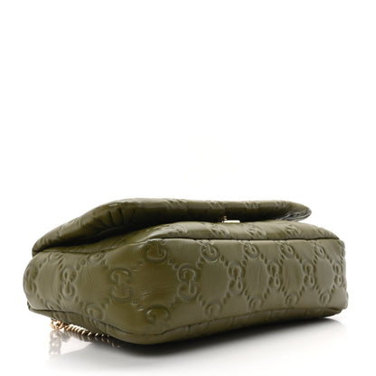 Lambskin Embossed Mini GG Milano Top Handle Shoulder Bag Green