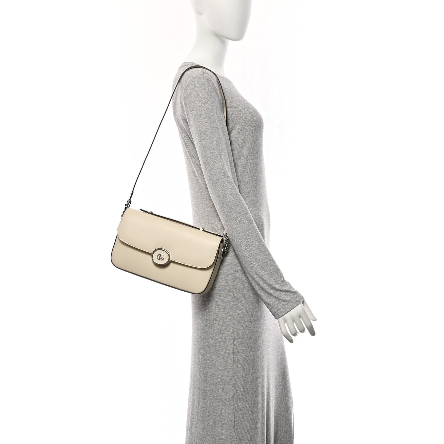 Senna Calfskin Petite GG Top Handle Shoulder Bag Mystic White