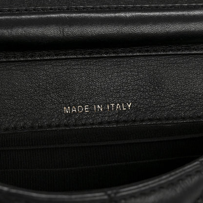 Calfskin Quilted Coco Mail Clutch With Chain Black