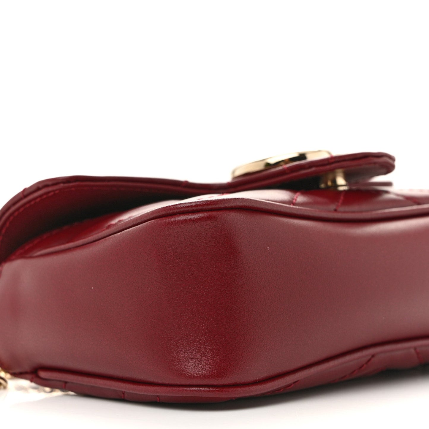 Calfskin Matelasse Super Mini GG Marmont Shoulder Bag Rosso Ancora