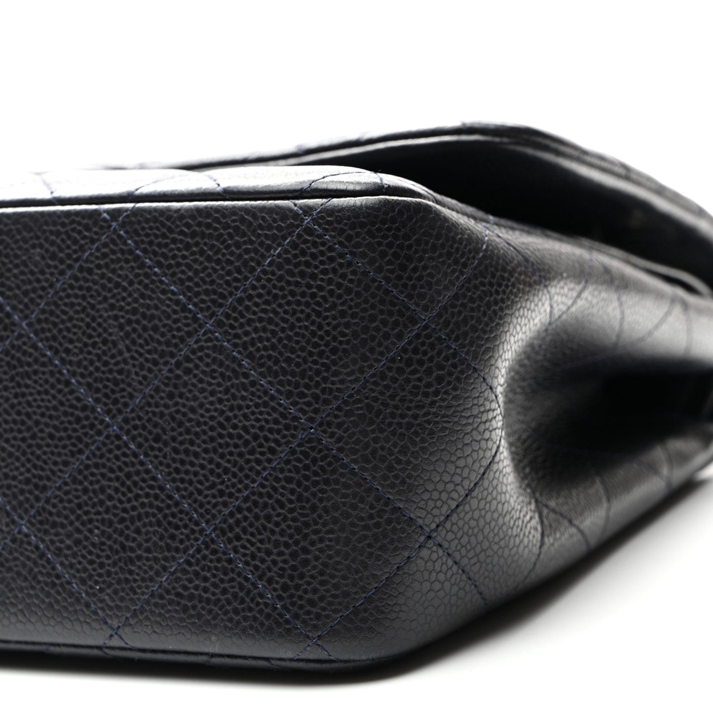 Caviar Quilted Jumbo Double Flap Navy Blue
