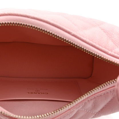 Caviar Quilted Hobo Clutch With Chain Pink