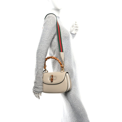 Boarded Dyana Lux Calfskin Web Medium Bamboo 1947 Top Handle Bag Oatmeal