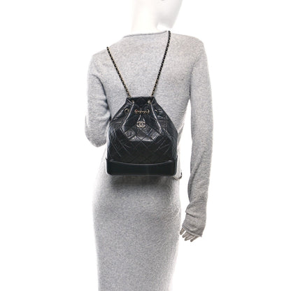 Aged Calfskin Quilted Small Gabrielle Backpack Black