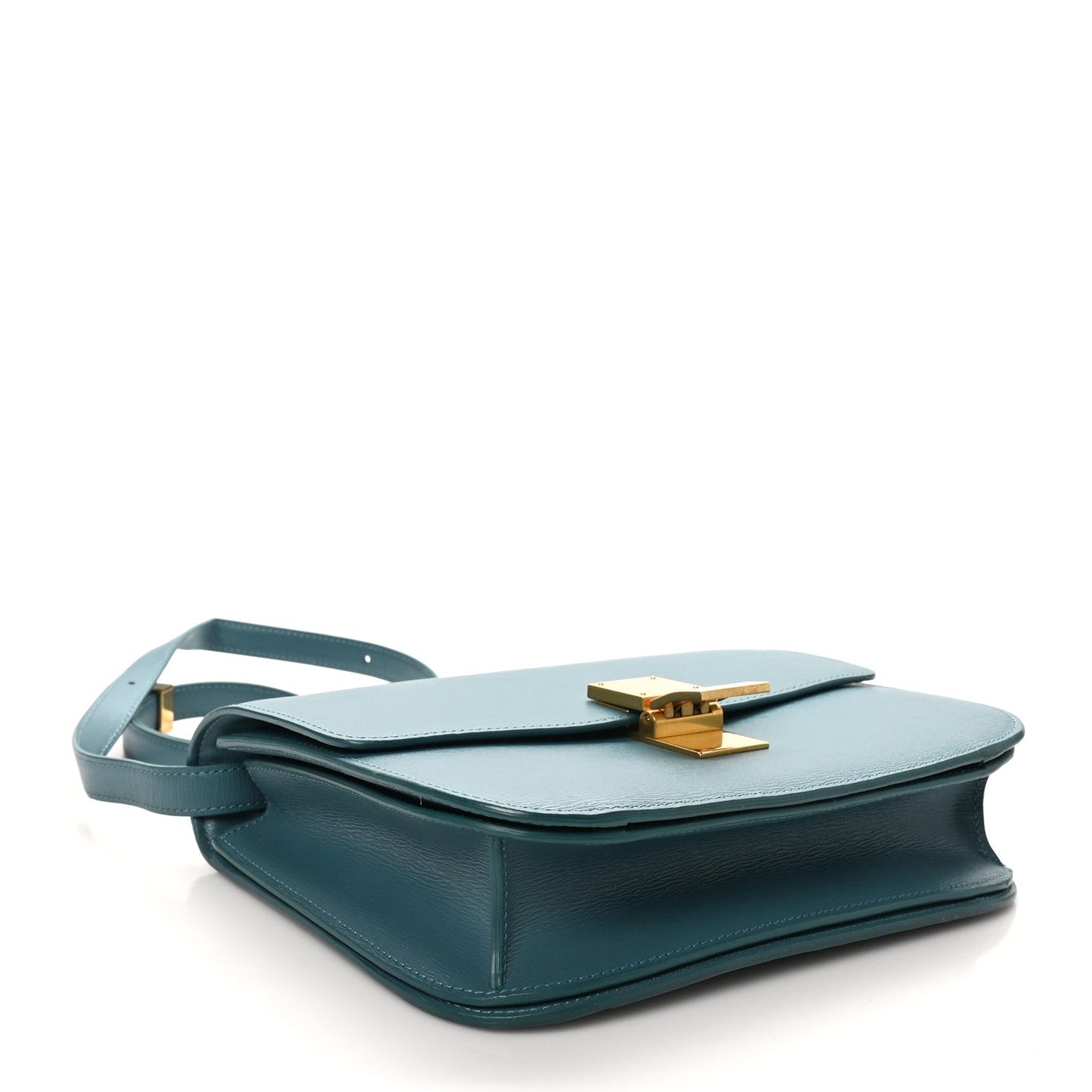 Liege Calfskin Medium Classic Box Flap Bag Blue Slate