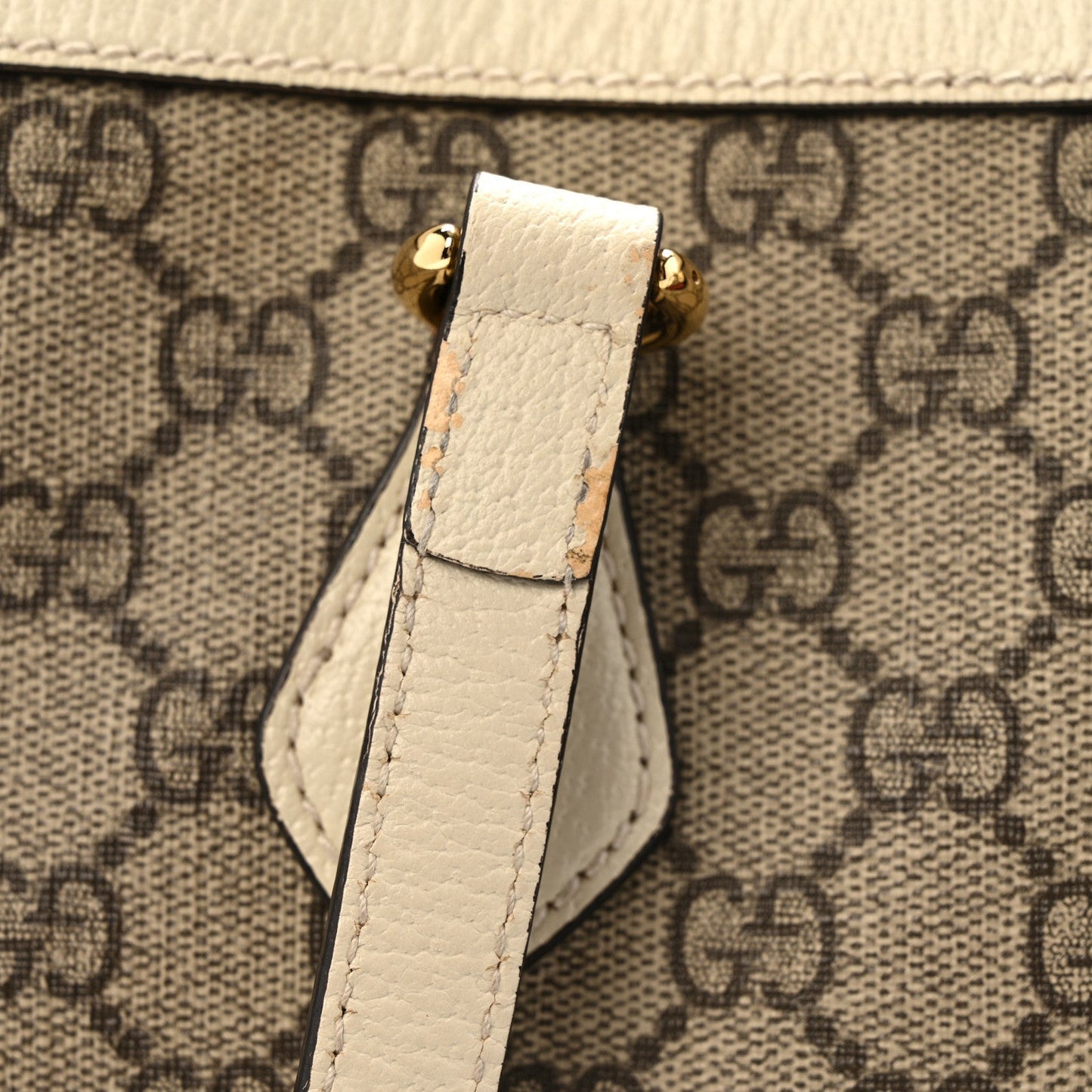 GG Supreme Monogram Textured Dollar Calfskin Web Medium Ophidia Shopping Tote Beige Ebony Mystic White