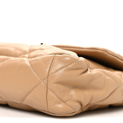 Lambskin Quilted Large Chanel 19 Flap Dark Beige