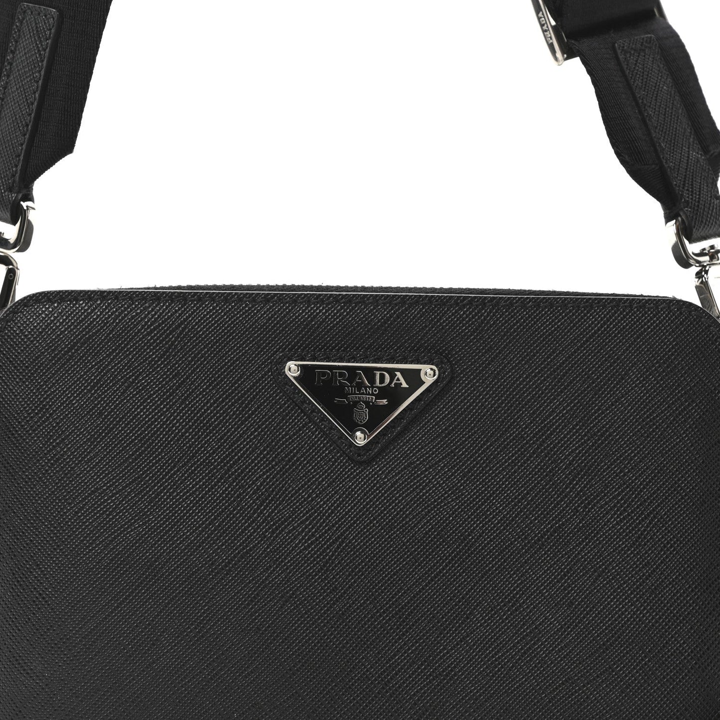 Saffiano Travel Small Brique Crossbody Bag Black