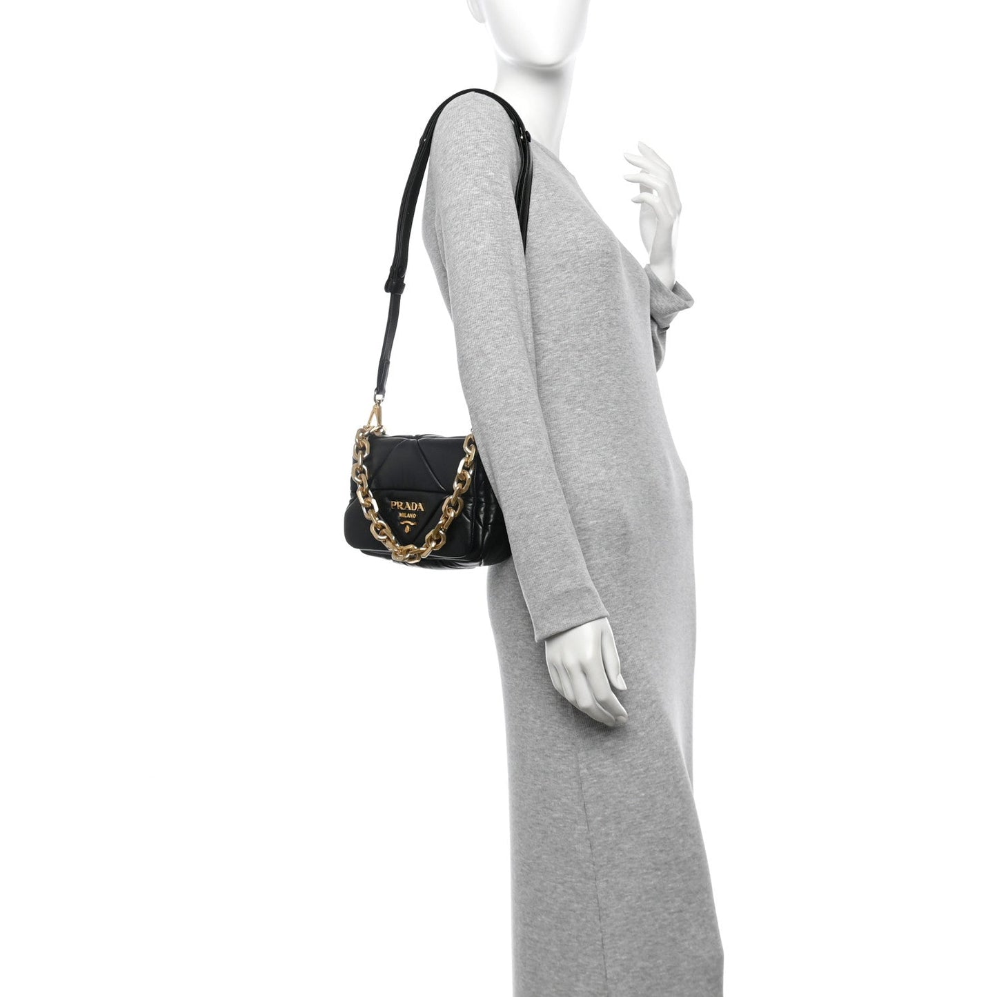 Nappa Metal Quilted Small Patchwork System Flap Bag Black