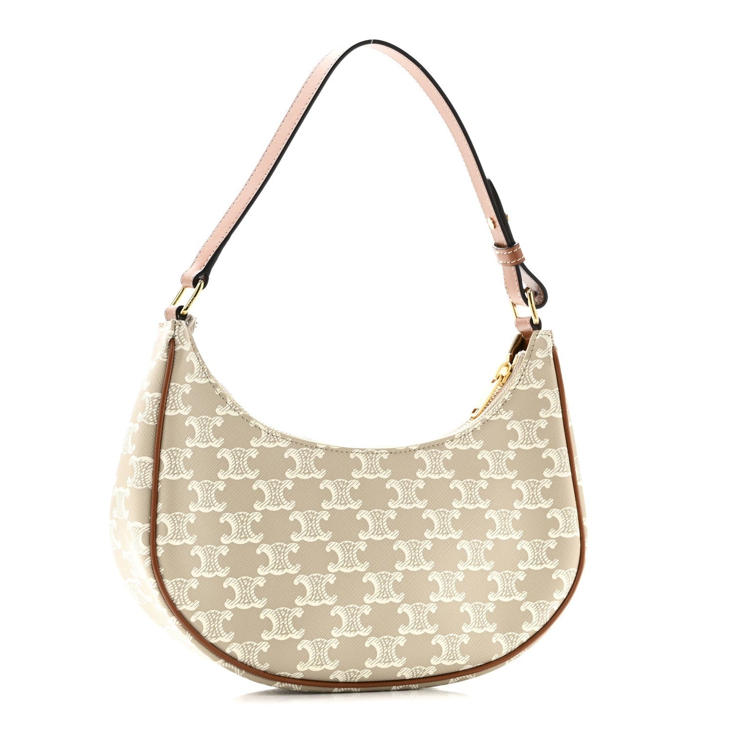 Canvas Calfskin Ava Triomphe Shoulder Bag Grege