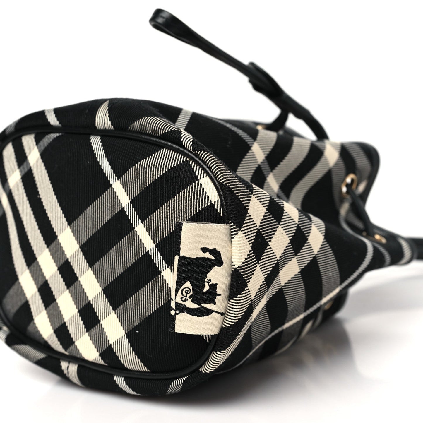 Check Mini Drawstring Pouch Black Calico