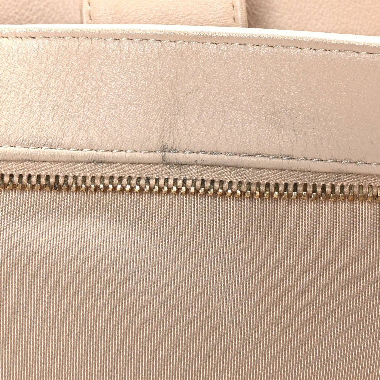 Calfskin Elaphe Stitched Large Chevron Chic Shopping Bag Beige