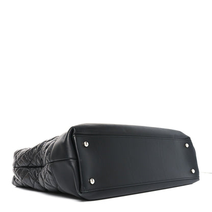 Aged Calfskin Quilted Be CC Tote Black
