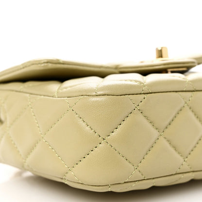 Lambskin Enamel Quilted Mini Coco Hearts Square Flap Light Green