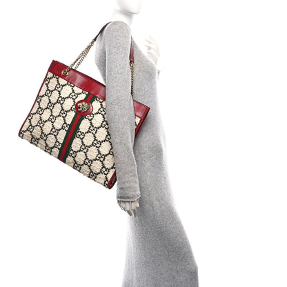 Tweed GG Monogram Large Rajah Chain Tote White Black Romantic Cherry